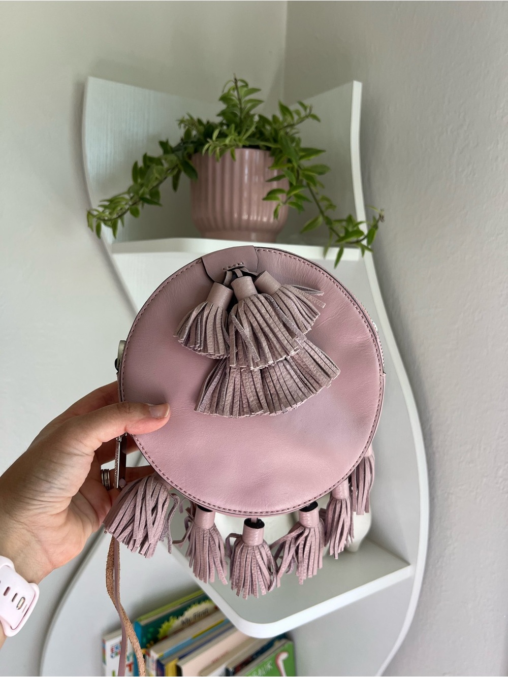 Rebecca Minkoff Leather Round Tassel Crossbody Bag